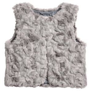 H&M Gray Faux Fur Vest